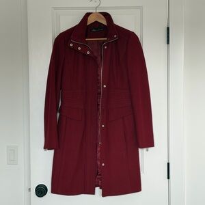 Kenneth Cole Burgundy Tailored Trench Coat